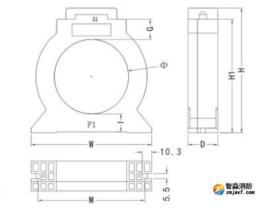 閉口式，圓孔100A-630A外形尺寸圖